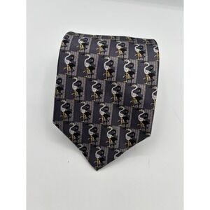 Faberge‎ Silk Ostrich Pattern Neck Tie Handmade In USA 3.5"